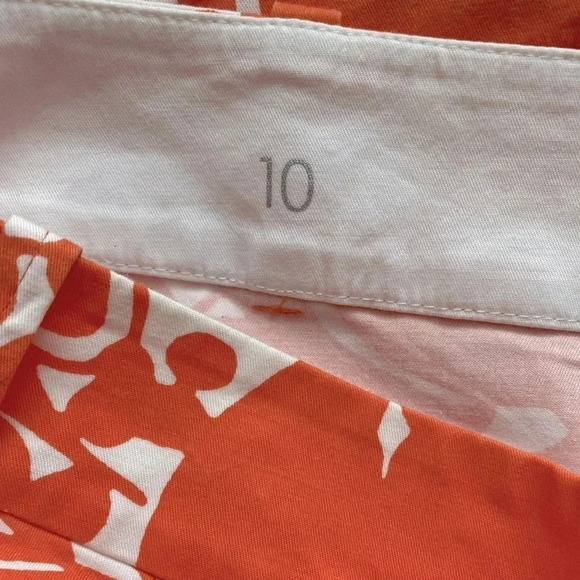 ANN TAYLOR | Carnegie Crop Orange and White Floral Cotton Spandex Pants Size 10 - Picture 9 of 10